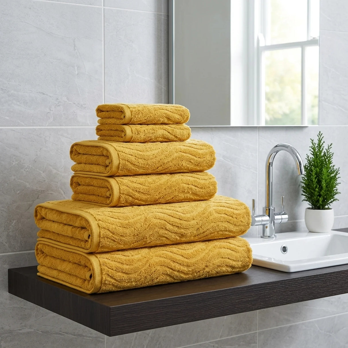 Safari 500gsm Mustard Yellow 100% Cotton Towels-1