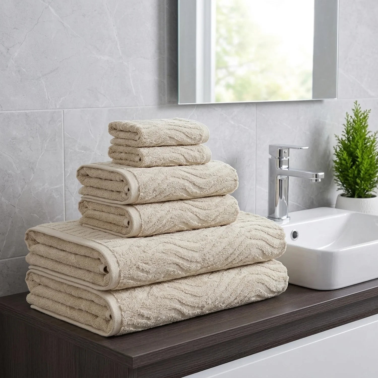 Safari 500gsm Natural Sand 100% Cotton Towels-2