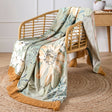 Sagara Floral Bird Print Green Throw 130 x 180cm