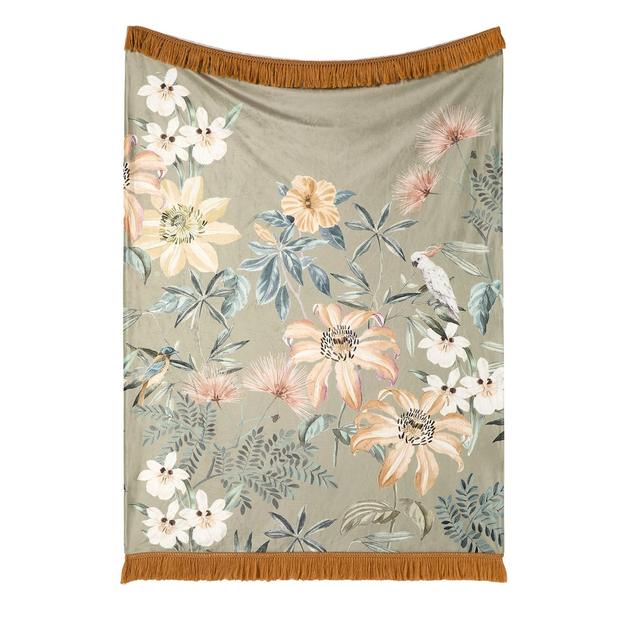 Sagara Floral Bird Print Green Throw 130 x 180cm - Sagara Throw In Green 130 X 180Cm 2