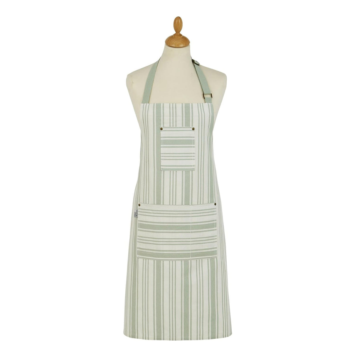 Ulster Weavers Sage Stripe Cotton Kitchen Textiles Collection - Sage Stripe Cotton Apron In Sage 3