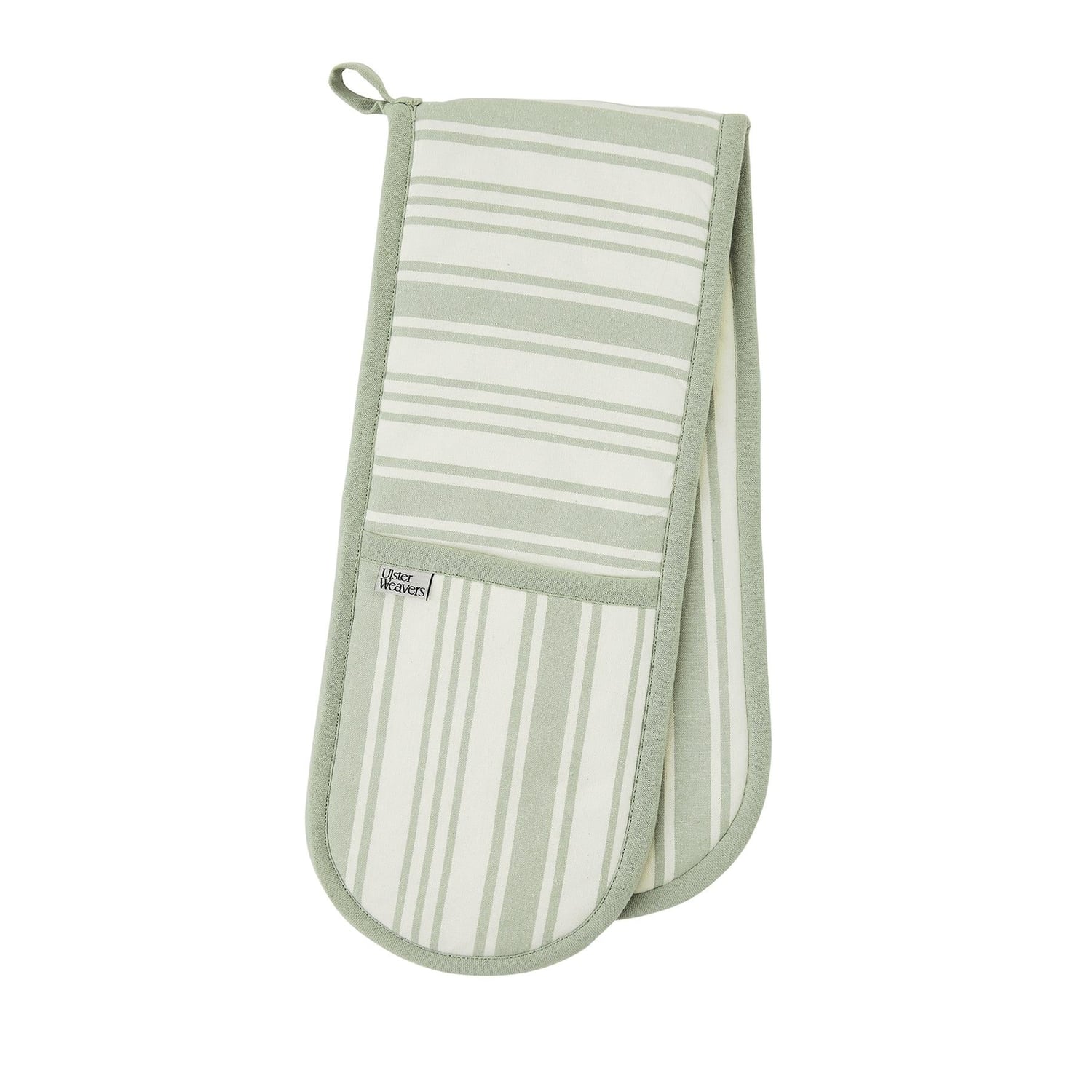Ulster Weavers Sage Stripe Cotton Kitchen Textiles Collection - Sage Stripe Double Oven Glove In Sage 2