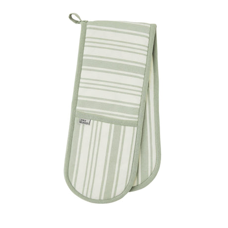Ulster Weavers Sage Stripe Cotton Kitchen Textiles Collection - Sage Stripe Double Oven Glove In Sage 2