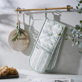 Ulster Weavers Sage Stripe Cotton Kitchen Textiles Collection - Sage Stripe Double Oven Glove In Sage 3