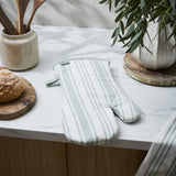 Ulster Weavers Sage Stripe Cotton Kitchen Textiles Collection - Sage Stripe Gauntlet Oven Glove In Sage 3