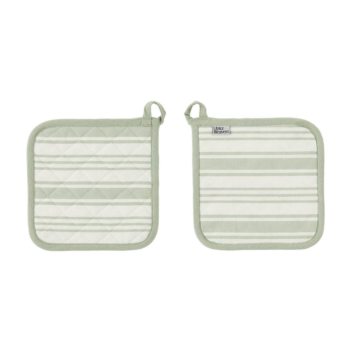 Ulster Weavers Sage Stripe Cotton Kitchen Textiles Collection - Sage Stripe Pot Mat In Sage 1