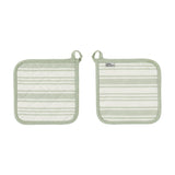 Ulster Weavers Sage Stripe Cotton Kitchen Textiles Collection - Sage Stripe Pot Mat In Sage 1