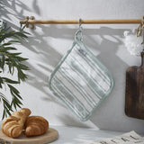 Ulster Weavers Sage Stripe Cotton Kitchen Textiles Collection - Sage Stripe Pot Mat In Sage 2