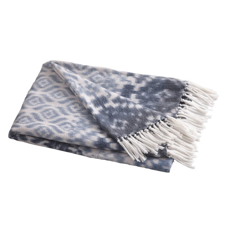 Hygge Sakari Tasselled Blue Cosy Reversible Throw – Blue – 130cm x 180cm - Sakari Bedspread In Blue 130 X 180Cm 2