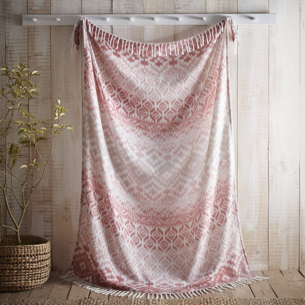 Hygge Sakari Tasselled Blue Cosy Reversible Throw – Terracotta – 130cm x 180cm