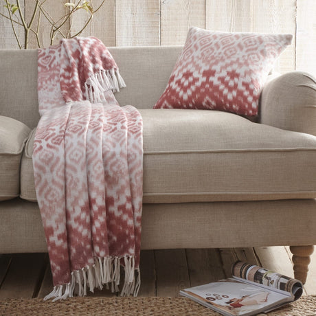Hygge Sakari Tasselled Blue Cosy Reversible Throw – Terracotta – 130cm x 180cm - Sakari Bedspread In Terracotta 130 X 180Cm 3