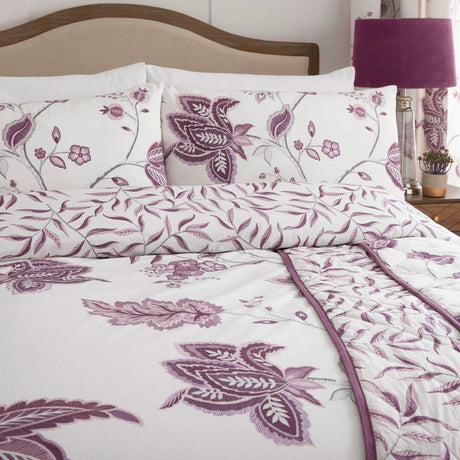 Samira Floral Bedspread 200cm x 230cm - Samira Bedspread In Plum 200 X 230Cm 3