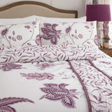 Samira Floral Teal Polycotton Duvet Cover Set - Plum - Samira Duvet Cover Set In Plum 2