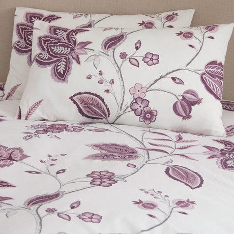 Samira Floral Teal Polycotton Duvet Cover Set - Plum - Samira Duvet Cover Set In Plum 4