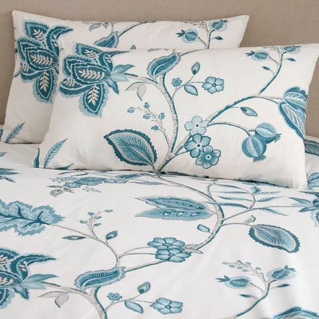 Samira Floral Teal Polycotton Duvet Cover Set - Teal - Samira Duvet Cover Set In Teal 4