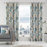 Sander Lined Eyelet Curtains - Duck Egg Light Filtering Printed