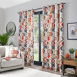 Sander Lined Eyelet Curtains - Spice Light Filtering Printed