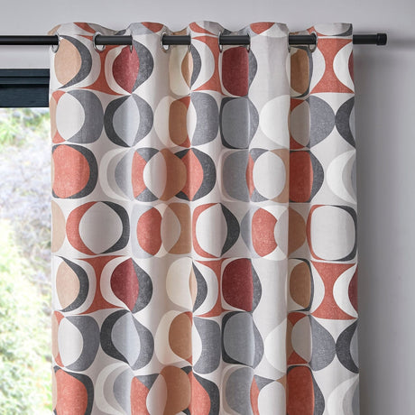 Sander Lined Eyelet Curtains - Spice Light Filtering Printed - Sander Eyelet Curtains In Spice 2