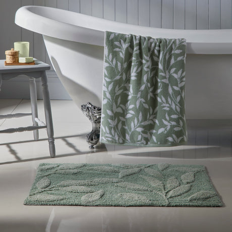 Sandringham Soft Absorbent Bath Mat 50cm x 80cm - Sandringham Bath Mat In Steel Sage 50 X 80Cm 1