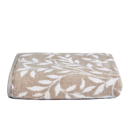 Sandringham Jacquard Leaf 550gsm Towel - Natural - Sandringham Towels In Natural 3