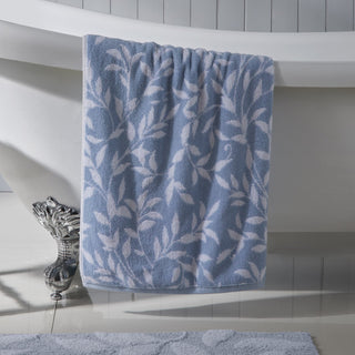 Sandringham Jacquard Leaf 550gsm Towel - Blue
