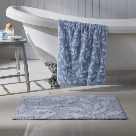 Sandringham Jacquard Leaf 550gsm Towel - Blue - Sandringham Towels In Pale Blue 2