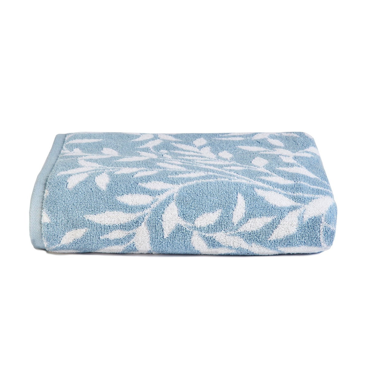 Sandringham Jacquard Leaf 550gsm Towel - Blue - Sandringham Towels In Pale Blue 4