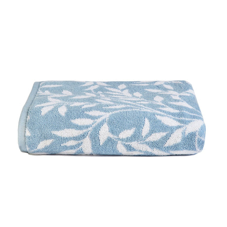 Sandringham Jacquard Leaf 550gsm Towel - Blue - Sandringham Towels In Pale Blue 4
