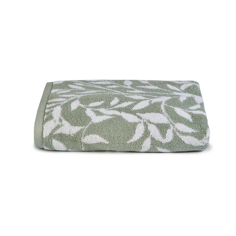 Sandringham Jacquard Leaf 550gsm Towel - Sage - Sandringham Towels In Sage 3