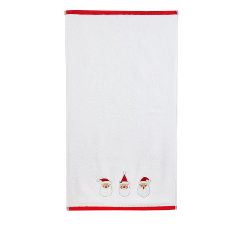 Santa Hand Towel Pair Festive Christmas Beige Bathroom Towels - Santa Christmas Hand Towel 2 Pack In White 50 X 90Cm 3