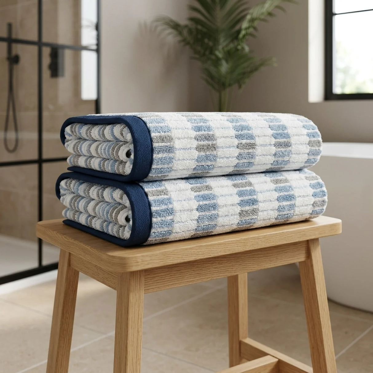 Santa Cruz 500gsm Blue 100% Cotton Towels-4