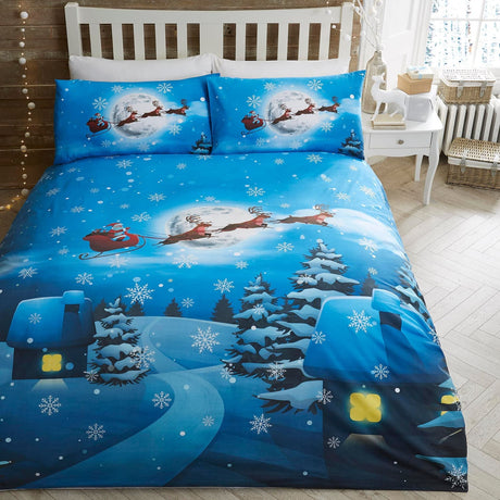 Santa Glow in the Dark Christmas Polycotton Duvet Cover Set