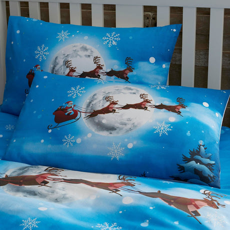 Santa Glow in the Dark Christmas Polycotton Duvet Cover Set - Santa Glow In The Dark Christmas Duvet Cover Set In Multicolour 3