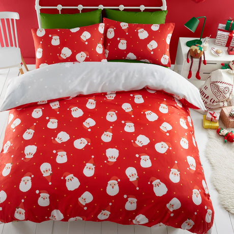 Santa Please Stop Here Christmas Microfibre Duvet Cover Set - Santa Please Stop Here Christmas Duvet Cover Set In Grey 4