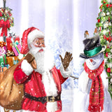Santa & Snowy Christmas Eyelet Curtain Panel Thermal Light Filtering - Santa & Snowy Christmas Eyelet Single Panel Door Curtain In Multicolour 4