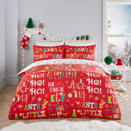 Santa's Little Helper Christmas Polycotton Duvet Cover Set