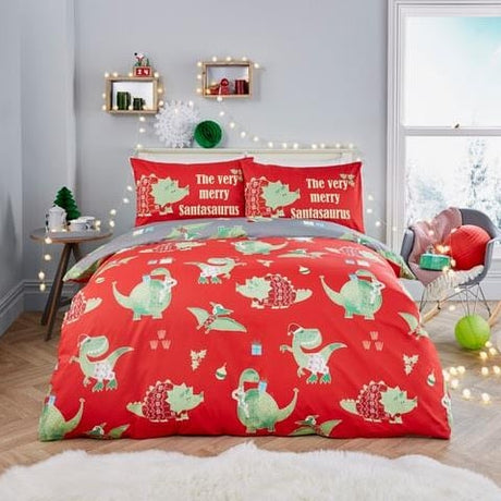 Santasaurus Kids Christmas Polycotton Duvet Cover Set