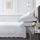 Scallop Edge 100% Cotton White Duvet Cover Set - White