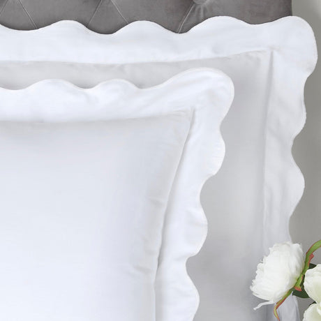Scallop Edge 100% Cotton White Duvet Cover Set - White - Scallop Edge Duvet Cover Set In White 3