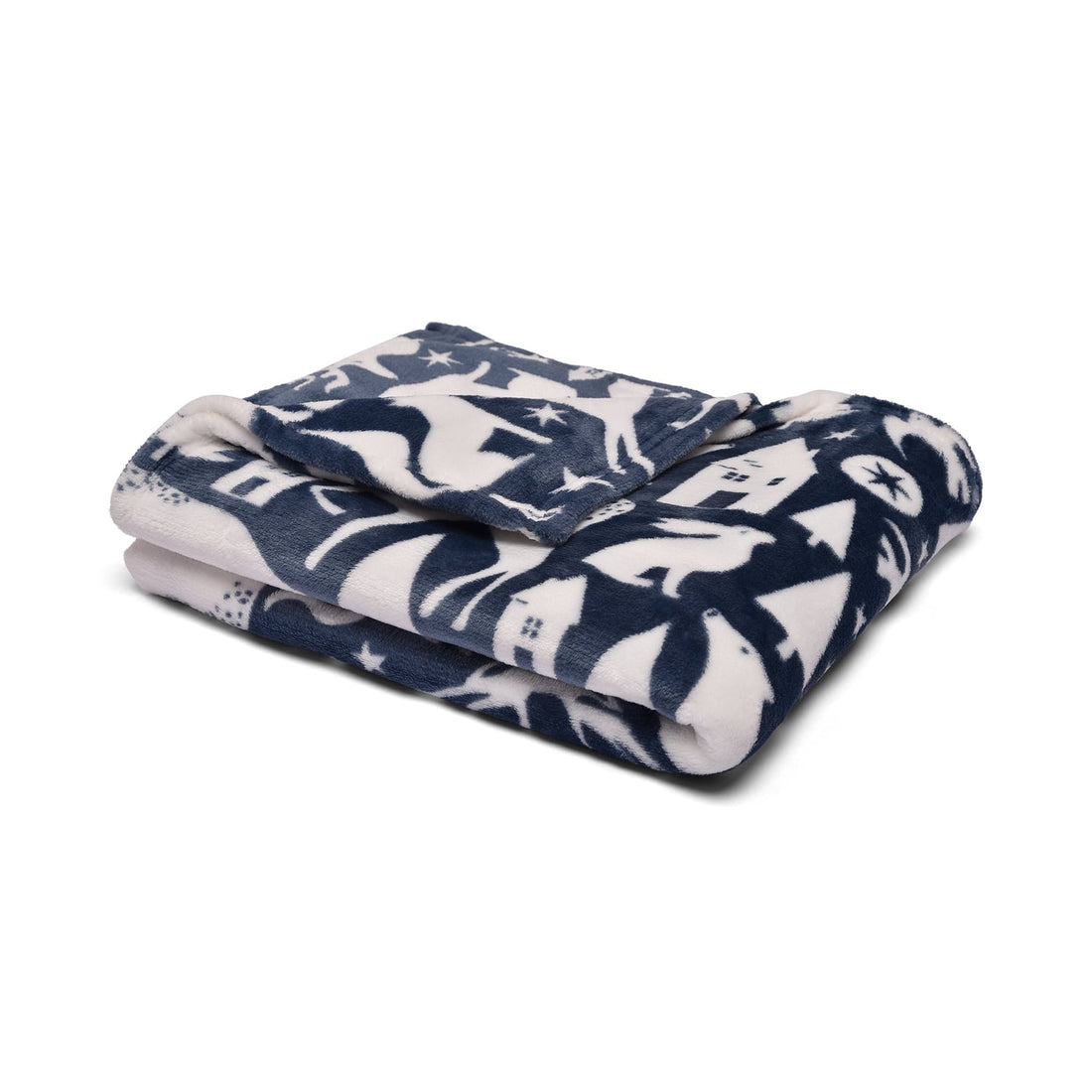 Snug Scandi Animals Cosy Navy Fleece Thermal Throw Blanket 120cm x 150cm