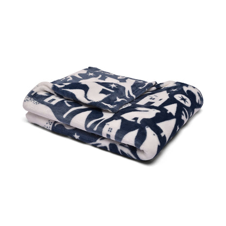 Snug Scandi Animals Cosy Fleece Throw – Navy – 120cm x 150cm