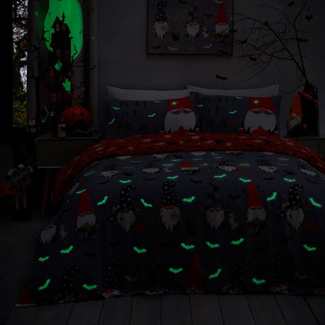 Scary Gonks Halloween Glow in the Dark Duvet Cover Set - Scary Gonks Halloween Duvet Cover Set In Grey 2