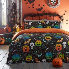 Scary Pumpkins Halloween Microfibre Duvet Cover Set
