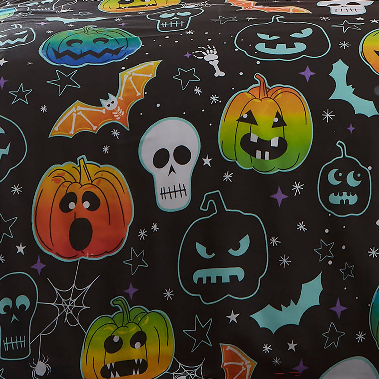 Scary Pumpkins Halloween Microfibre Duvet Cover Set - Scary Pumpkins Halloween Duvet Cover Set In Black 5