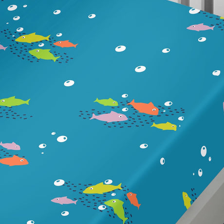 Sea Life Kids Ocean Print Single 25cm Deep Fitted Sheet - Sea Life 25Cm Deep Fitted Bed Sheet In Multicolour 3