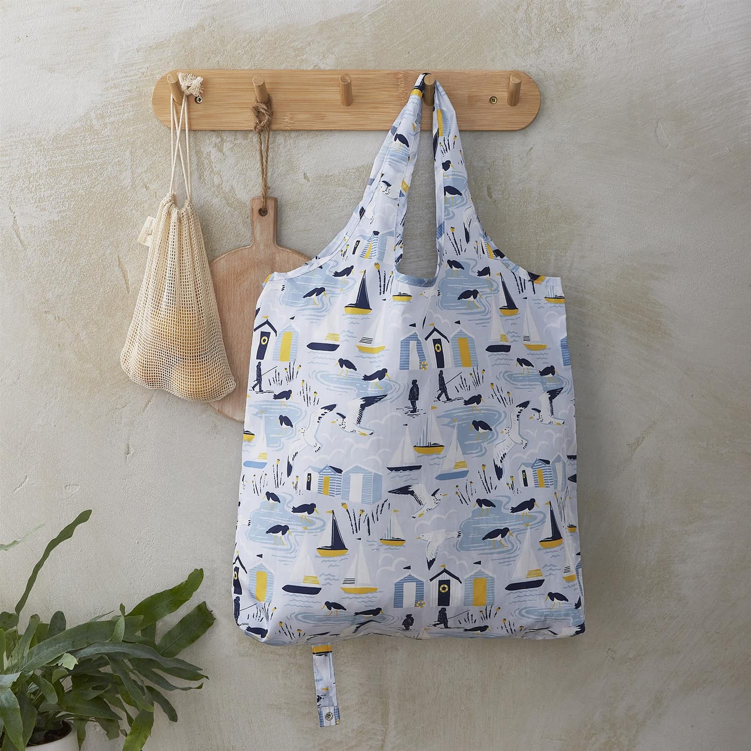 Ulster Weavers Seashore Packable Shopping Bag - Seashore Foldable Tote Bag Medium In Blue 2