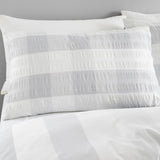 Seersucker Gingham Easy Care Polycotton Duvet Cover Set - Seersucker Gingham Duvet Cover Set In Silver 2