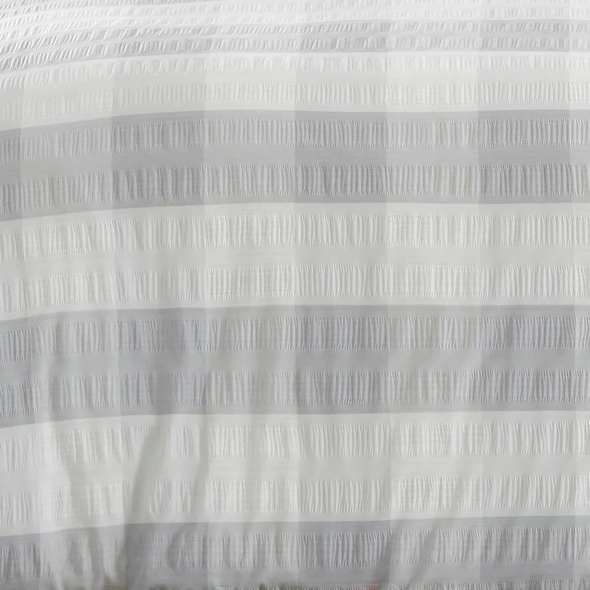 Seersucker Gingham Easy Care Polycotton Duvet Cover Set - Seersucker Gingham Duvet Cover Set In Silver 3
