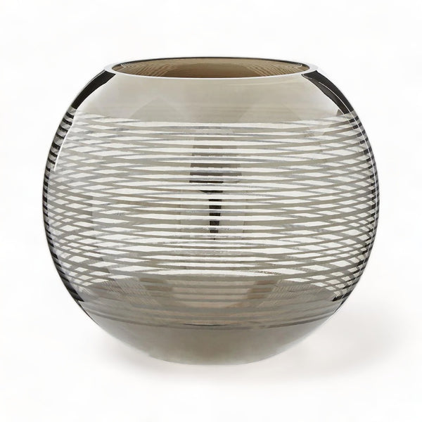 Semi-Transparent Nickel Stripe Glass Large Rounded Vase 20cm