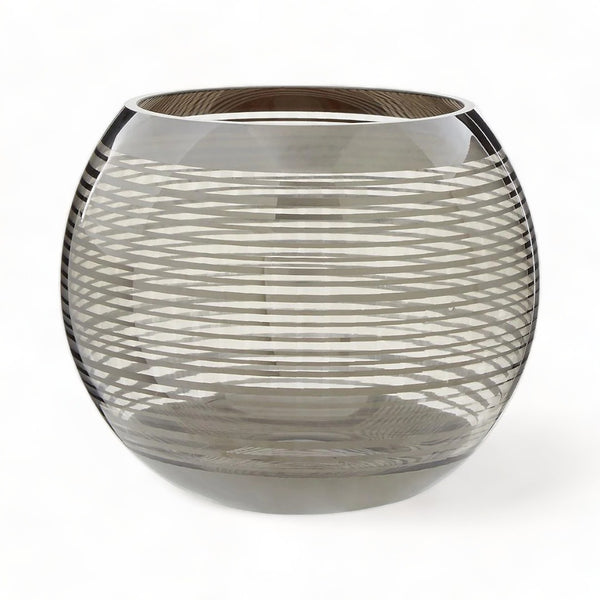 Semi-Transparent Nickel Stripe Glass Rounded Vase 16cm